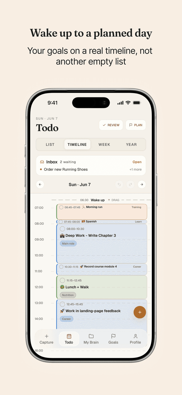 SelfPilot daily planning timeline
